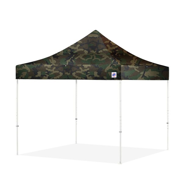 TAA Compliant Eclipse Shelter, 10' W x 10' L, White Steel Frame, Woodland Camo Top